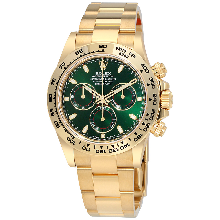 Preowned Rolex Cosmograph Daytona Chronograph Tachymeter Green Dial Mens Watch m1165080013