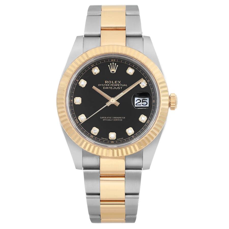 Preowned Rolex Datejust Automatic Chronometer Diamond Black Dial Mens Watch 126333 BKDO