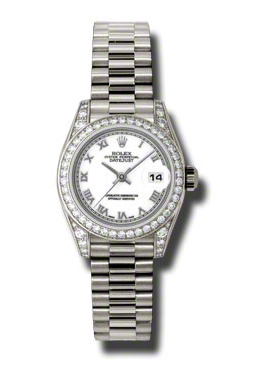Rolex LadyDatejust 26 White Dial 18K White Gold President Automatic Ladies Watch 179159WRP