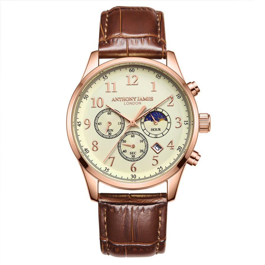 Anthony James Moonphase Chronograph White Dial Mens Watch AJ072