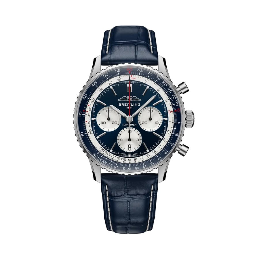 Breitling Navitimer Chronograph Automatic Chronometer Blue Dial Mens Watch AB01389C1C1P1