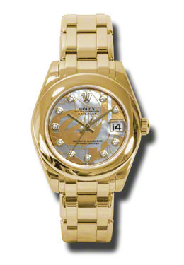 Rolex LadyDatejust Pearlmaster Goldust Dream Mother Of Pearl Diamond Dial 18K Yellow Gold Automatic Ladies Watch 81208GDDMDPM