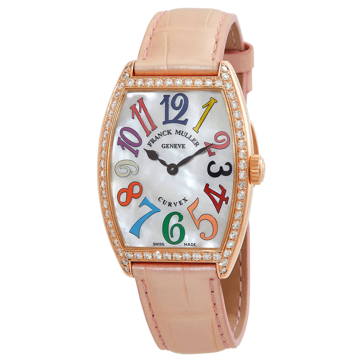Franck Muller Cintree Curvex Quartz Diamond White Dial Ladies Watch 2852QZCOLDRMMOPD1R5N-PKSTRAP 13300$