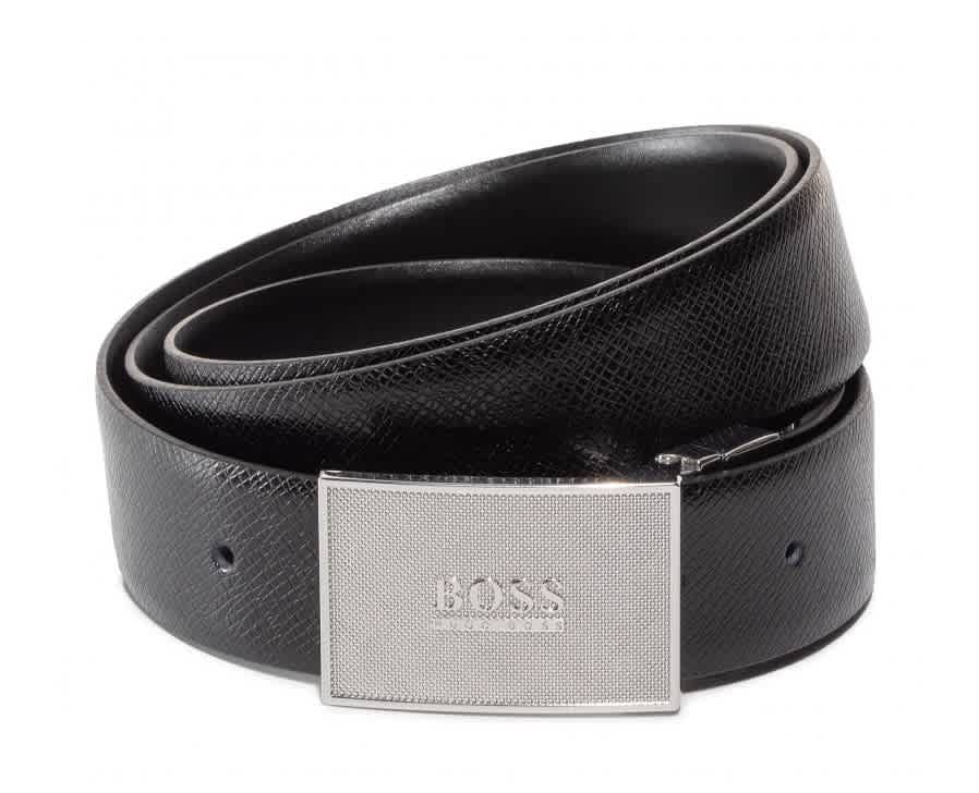 Hugo Boss Men S Plaque Buckle Reversible Smooth And Embossed Leather Belt Ebay
