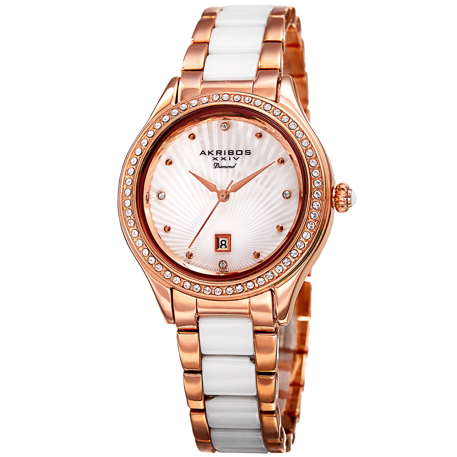 Akribos XXIV Quartz Crystal Mother of Pearl Dial Ladies Watch AK977RG 63$