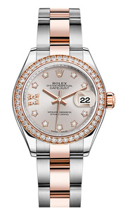 Rolex Lady Datejust Sundust Diamond Dial Automatic Steel and 18ct Everose Gold Oyster Watch 279381SNRDO