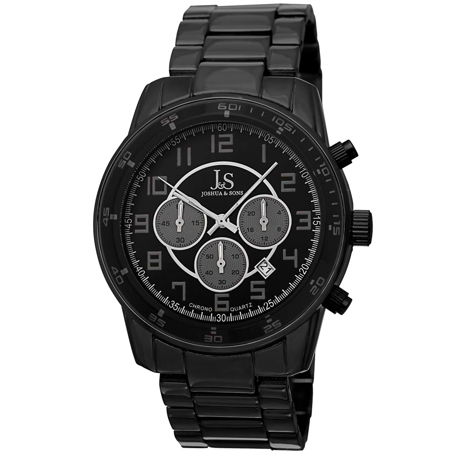 Joshua & Sons Chronograph Black Dial Black Ion-plated Mens Watch JS67BK
