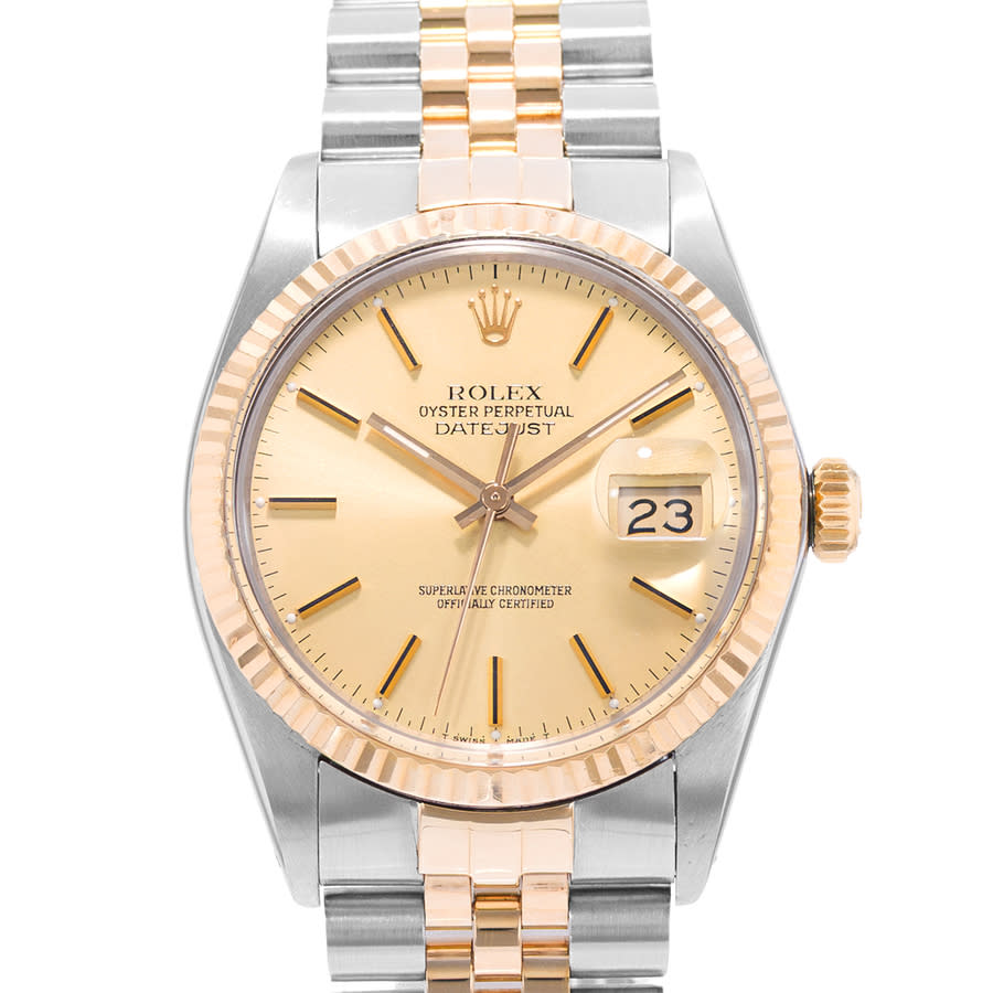Preowned Rolex Datejust 36 Automatic Chronometer Gold Dial Mens Watch 16013 CSJ
