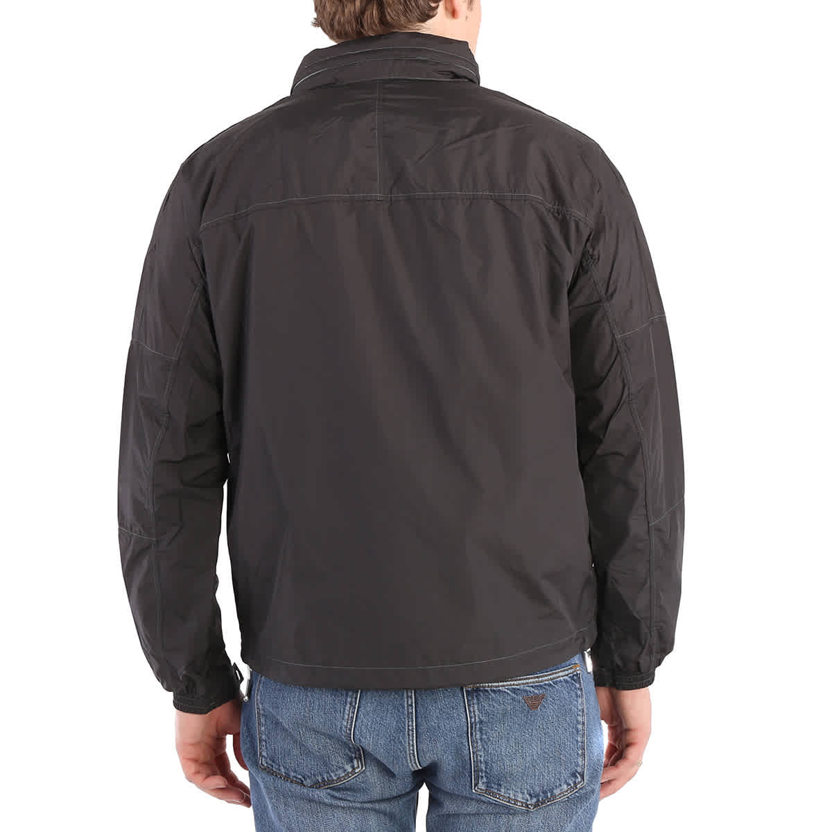 Emporio Armani Black Logo Print Lightweight Blouson Jacket