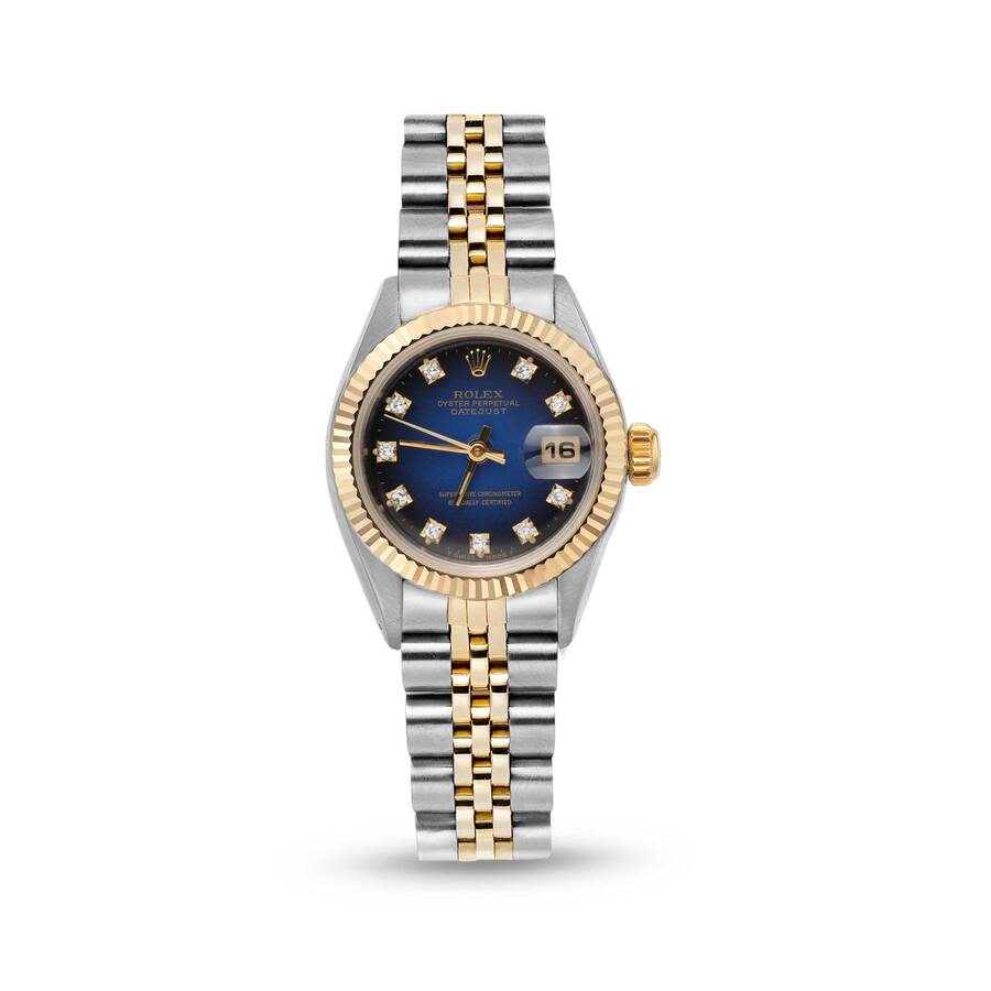 Preowned Rolex Datejust Automatic Chronometer Diamond Blue Dial Ladies Watch 69173 BLDJ