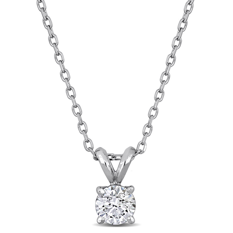 Created Forever 1/2ct TW Lab-Grown Diamond Solitaire Pendant with Chain in Platinum - 18 in (IGI Certified)
