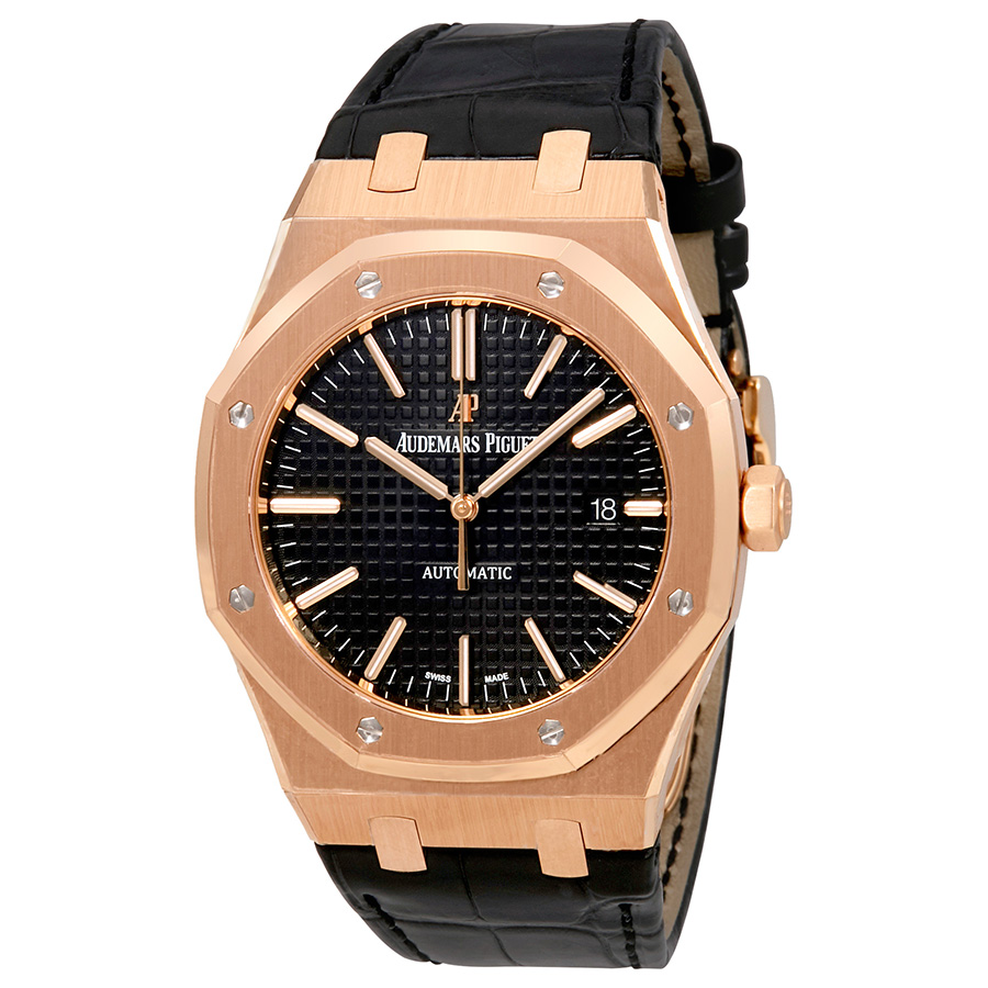 Pre-owned Audemars Piguet Royal Oak Black Grande Tapisserie Dial Mens Watch 15400OROOD002CR01 46475$