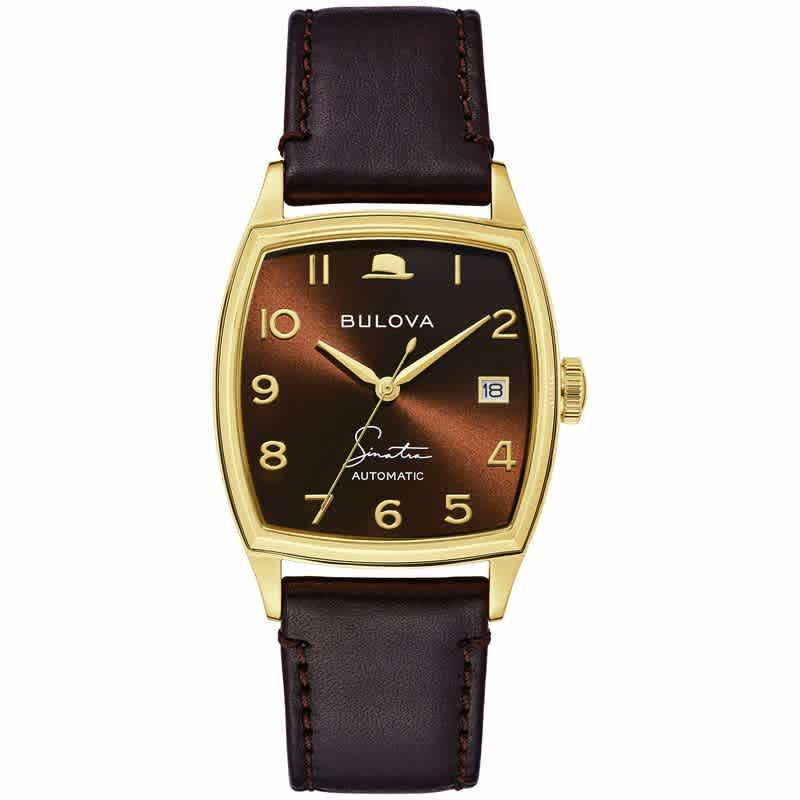 Bulova Young at Heart Automatic Whiskey Sunray Dial Mens Watch 97B198