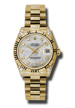Rolex Datejust Lady 31 Mother Of Pearl Dial 18K Yellow Gold President Automatic Ladies Watch 178238MDP