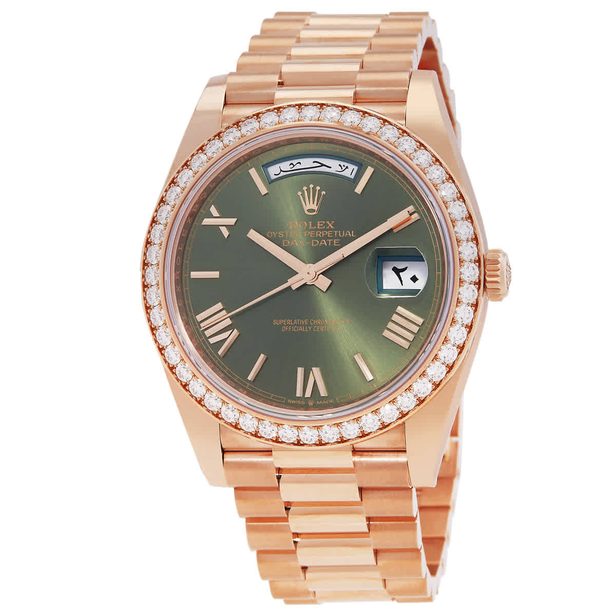 Rolex DayDate 40 Special Arabic Date Wheel Automatic Diamond Green Dial Mens Watch M228345RBR0022