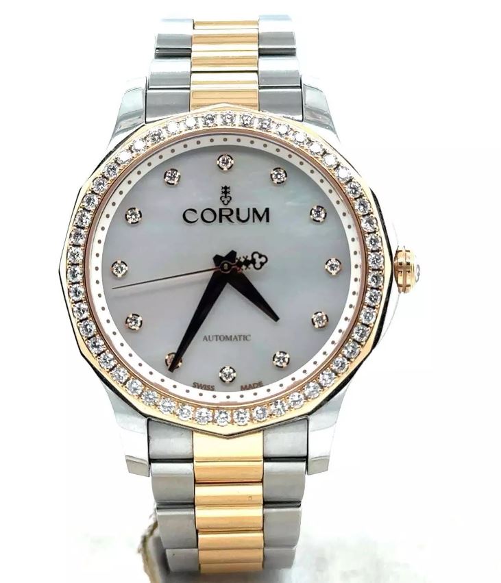 Pre-owned Corum Admirals Cup Diamond White Dial Ladies Watch 400.100.29/V200 PK10