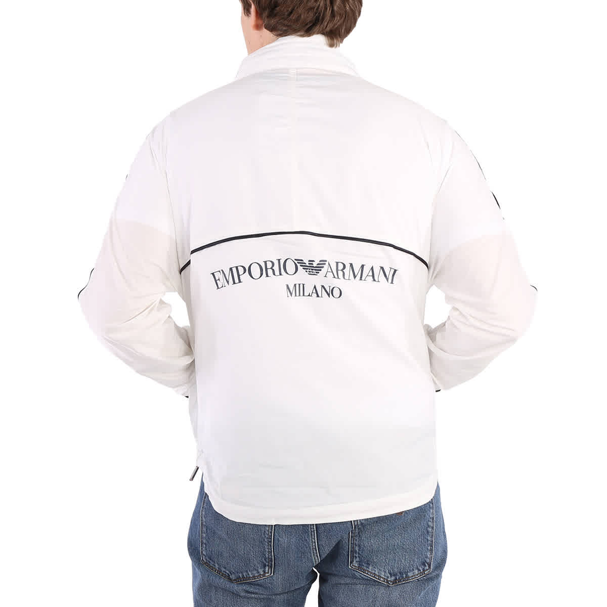 Emporio Armani White Nylon Full Zip Logo Blouson Jacket eBay