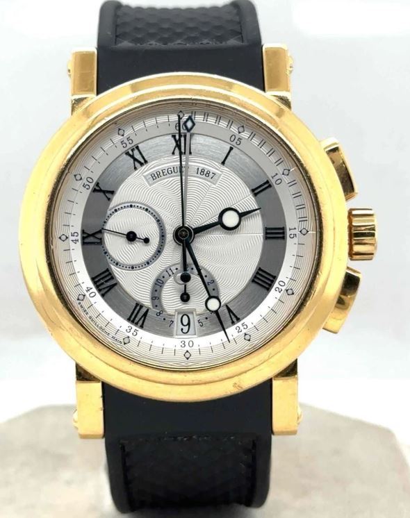 Pre-owned Breguet Marine Chronograph Silver Dial Mens Watch 5827BA125ZU 26705$