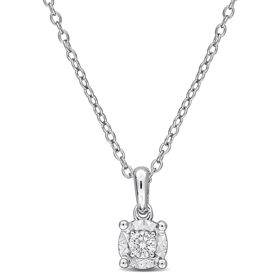 Created Forever 1/10 CT TW Lab-Grown Diamond Solitaire Pendant with Chain in Sterling Silver