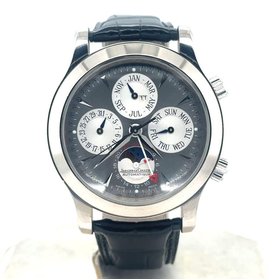Pre-owned Jaeger LeCoultre Master Control Memovox GMT Automatic Grey Dial Mens Watch 146.3.95/1