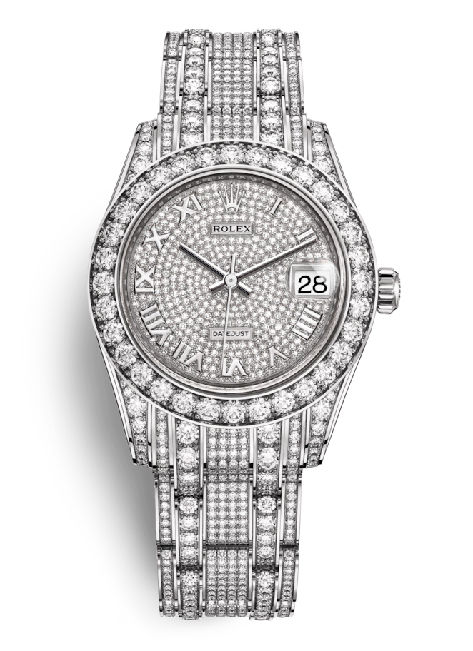 Rolex Pearlmaster 34 Ladies 18kt White Gold Pearlmaster Diamond Pave Watch 81409PAVEPM