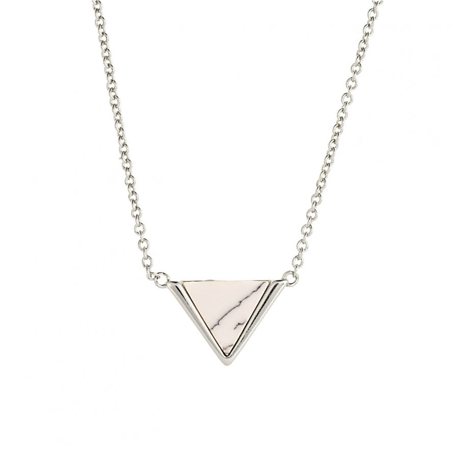 Sole du Soleil Lupine Collection Women's 18k WG Plated Marble Triangle Fashion Necklace