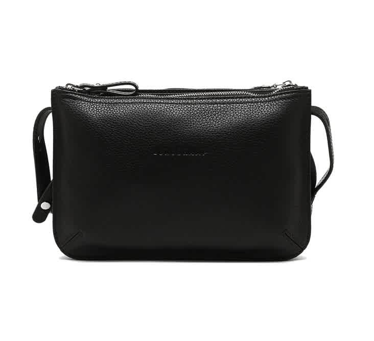 Ladies black leather crossbody bag