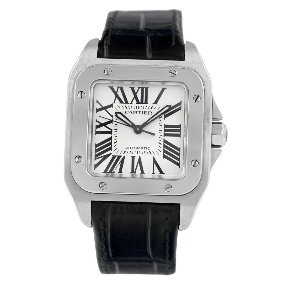 Pre-owned Cartier Santos 100 Silvered Opaline Dial Unisex Watch W20106X8