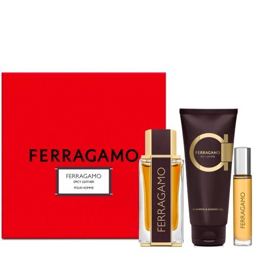 Salvatore Ferragamo Mens Spicy Leather Gift Set Fragrances 8052464896325 65$