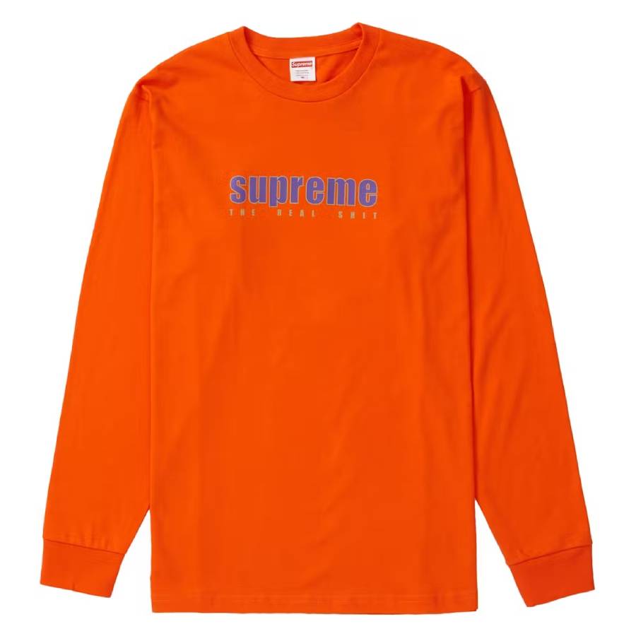 Supreme Unisex Orange The Real S-t Long Sleeve Tee, Size X-Large