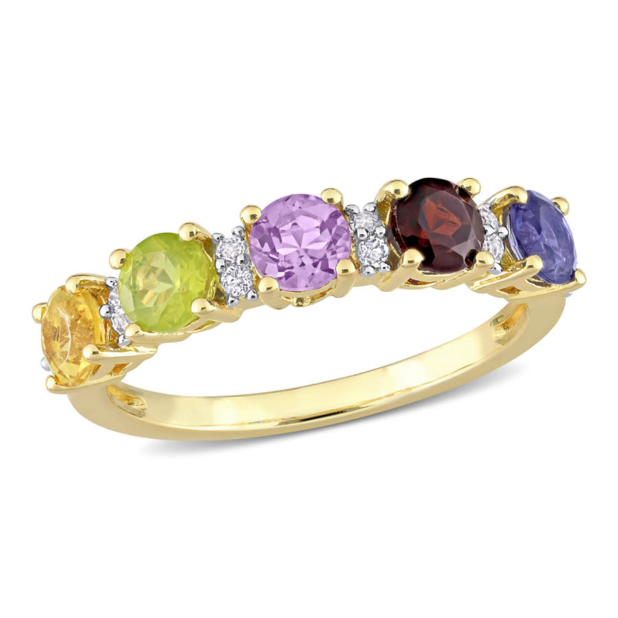 AMOUR 1 25 CT TGW White Topaz Amethyst Iolite Garnet Citrine Peridot Semi Eternity Ring In Yellow Plated Sterling Silver 65$
