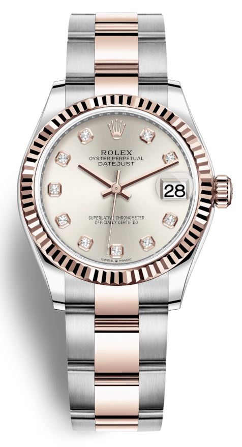 Rolex Datejust 31 Silver Diamond Dial Automatic Ladies Steel and 18kt Everose Gold Oyster Watch 278271SDO