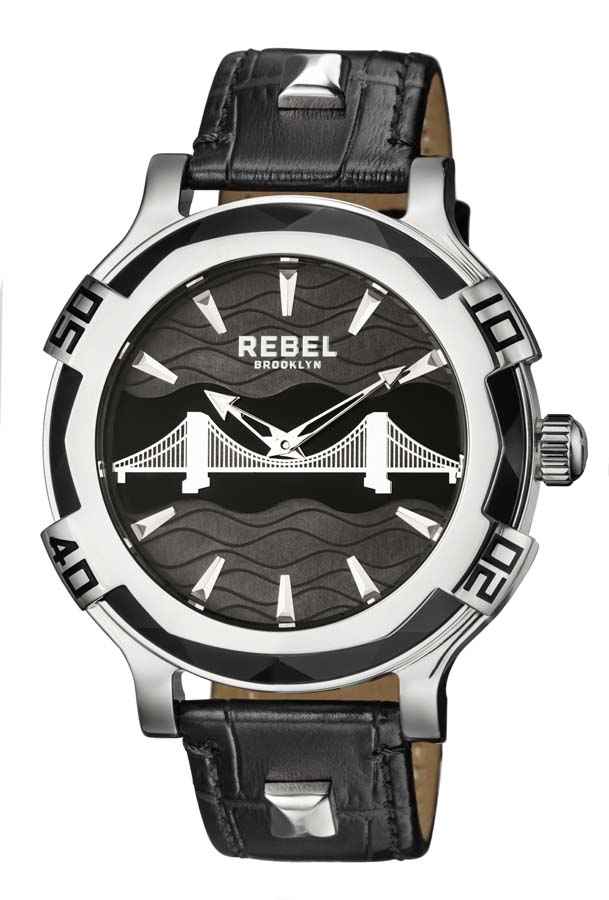 Rebel Brooklyn Bridge Black Dial Mens Watch RB102-4071 210$