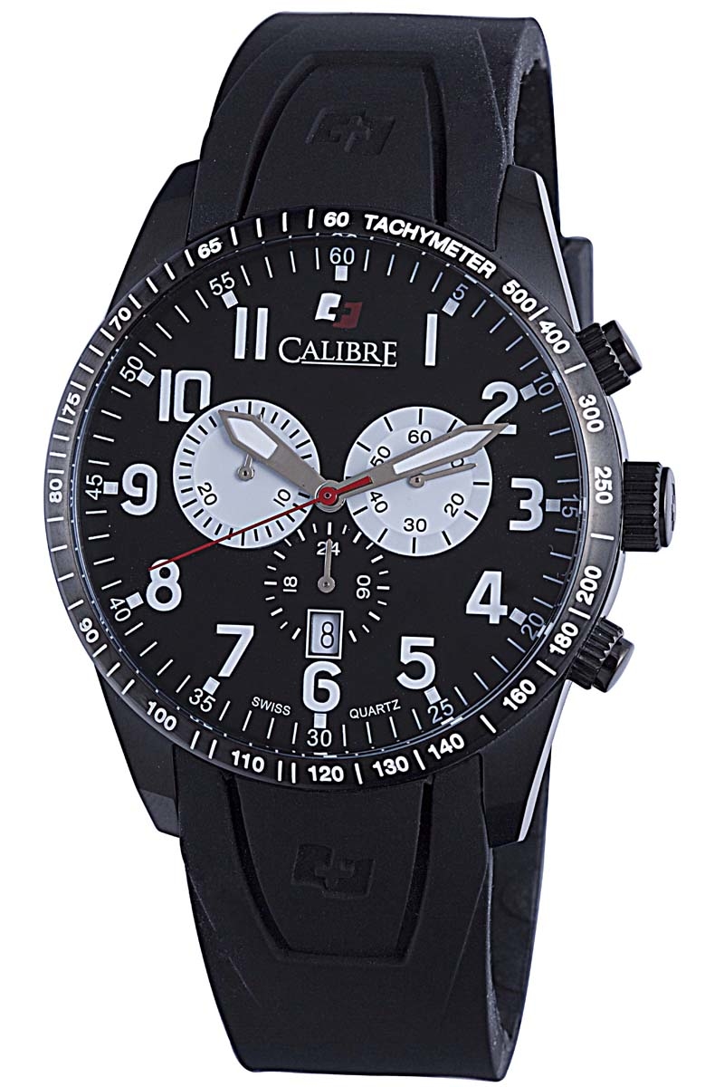Calibre Recruit Black Dial Chronograph Black Rubber Strap Mens Watch SC-4R4-13-007