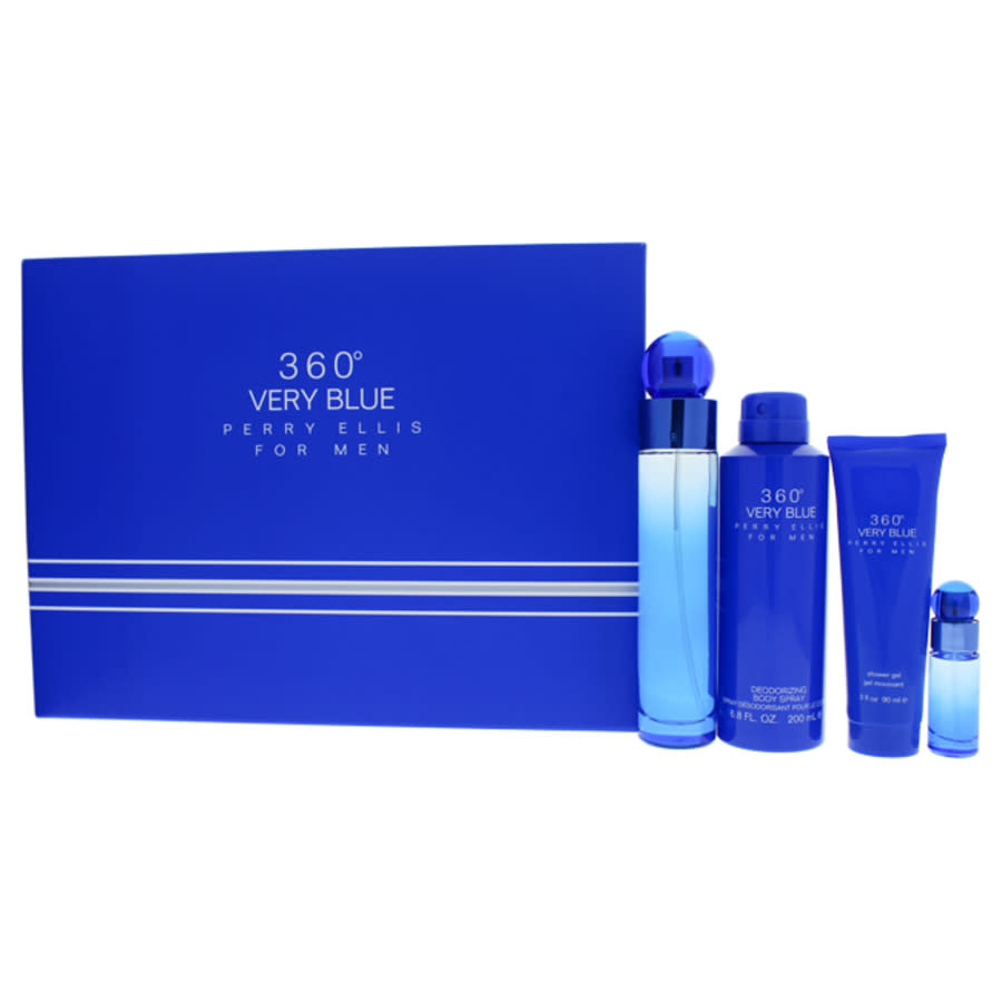 360 Very Blue by Perry Ellis for Men - 4 Pc Gift Set 34oz EDT Spray 75ml EDT Spray 68oz Body Spray 3oz Shower Gel 35$