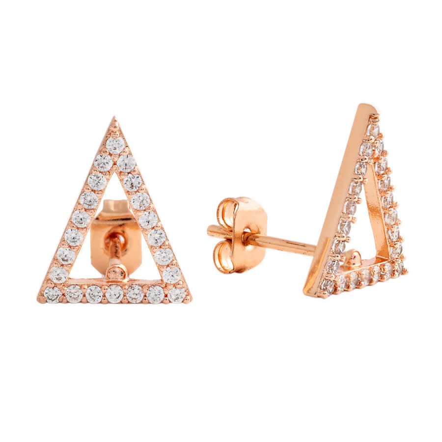 Sole du Soleil Lupine Collection Women's 18k RG Plated Open Triangle Stud Fashion Earrings