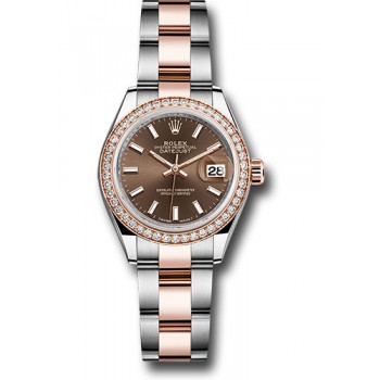 Rolex Datejust Chocolate Dial Automatic Ladies Steel and 18K Everose Gold Oyster Watch 279381CHSO