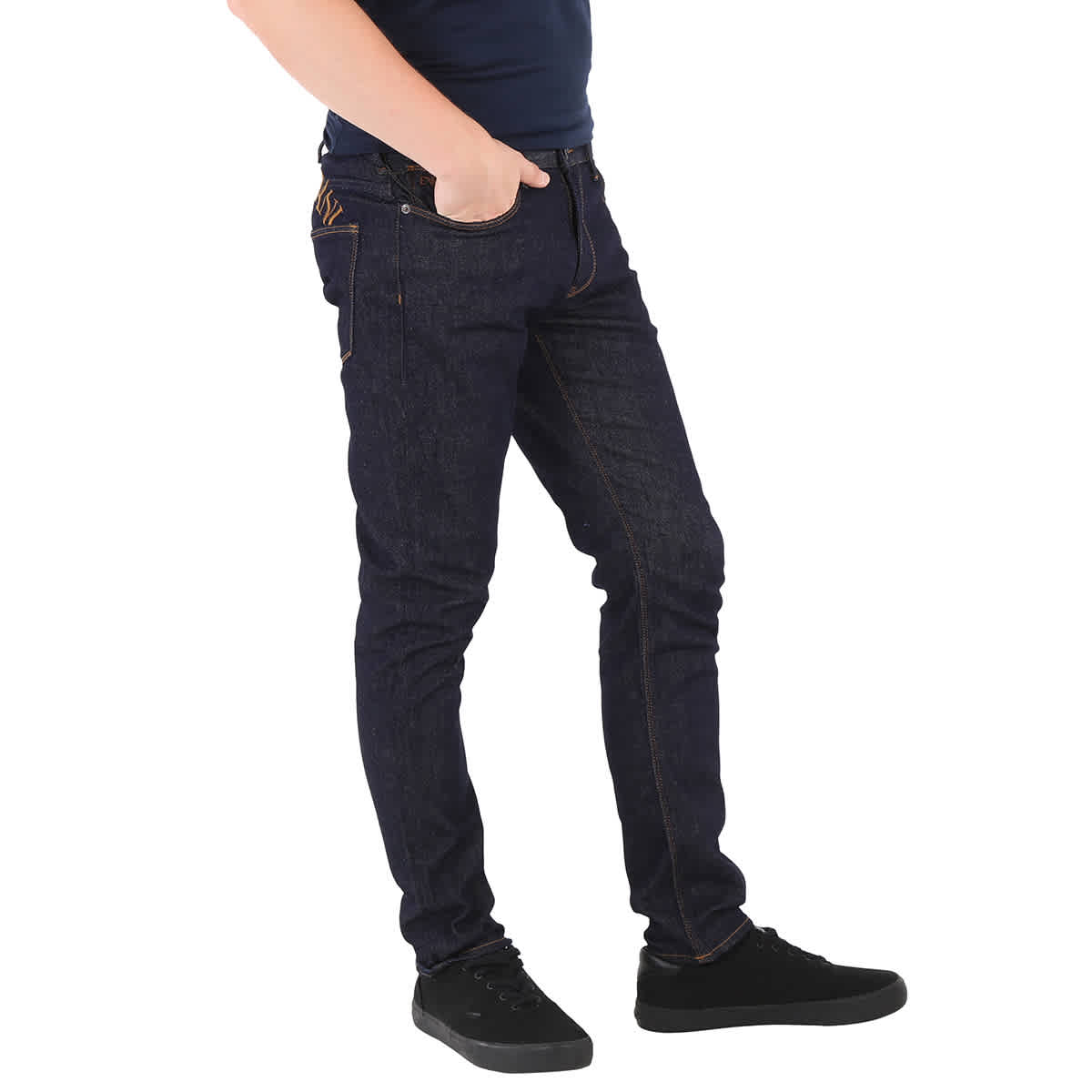 Emporio Armani Men's Denim Blue Embroidered-Logo Slim-Fit Jeans | eBay