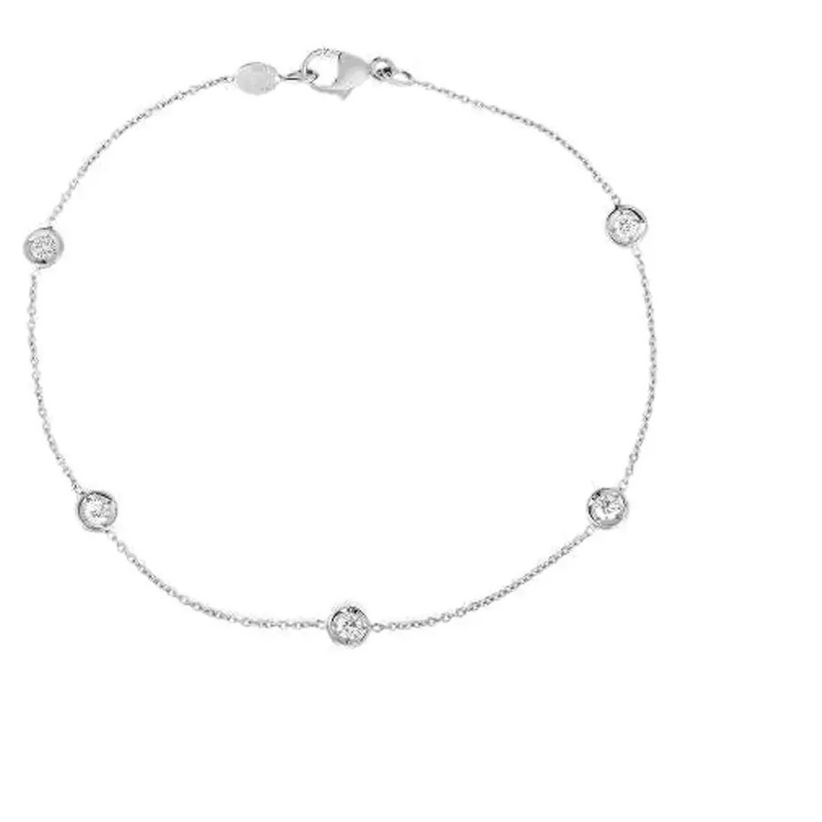 Roberto Coin 5 Diamond Station Bracelet in 18kt White Gold - 001316AWLBD0