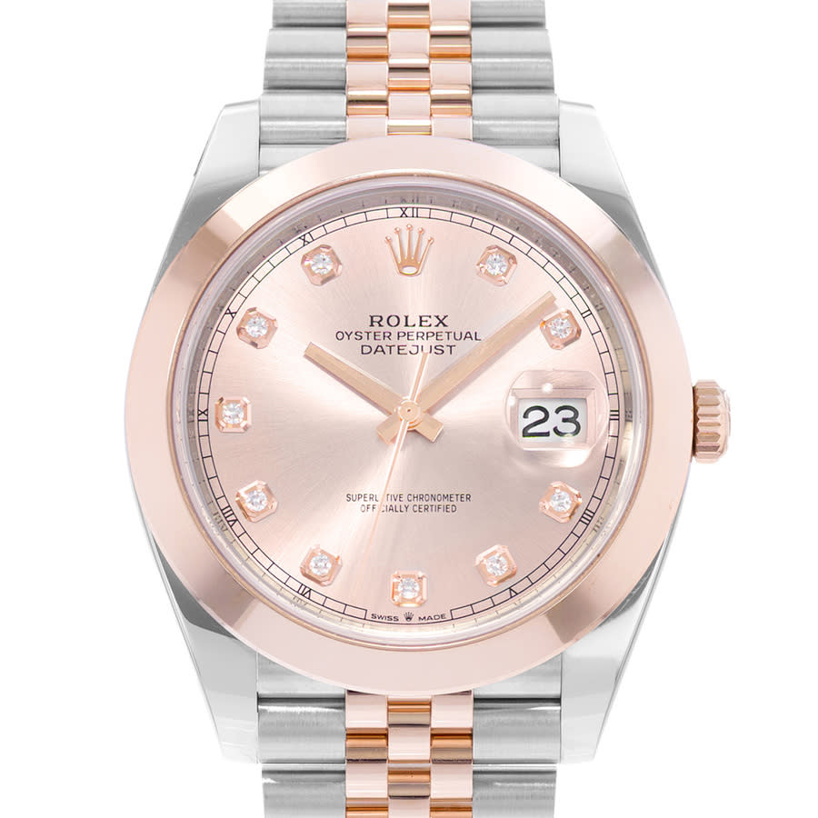 Preowned Rolex Datejust 41 Automatic Chronometer Diamond Pink Dial Mens Watch 126301 PDJ
