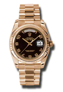 Rolex DayDate Black Dial 18K Everose Gold President Automatic Ladies Watch 118235BKAP