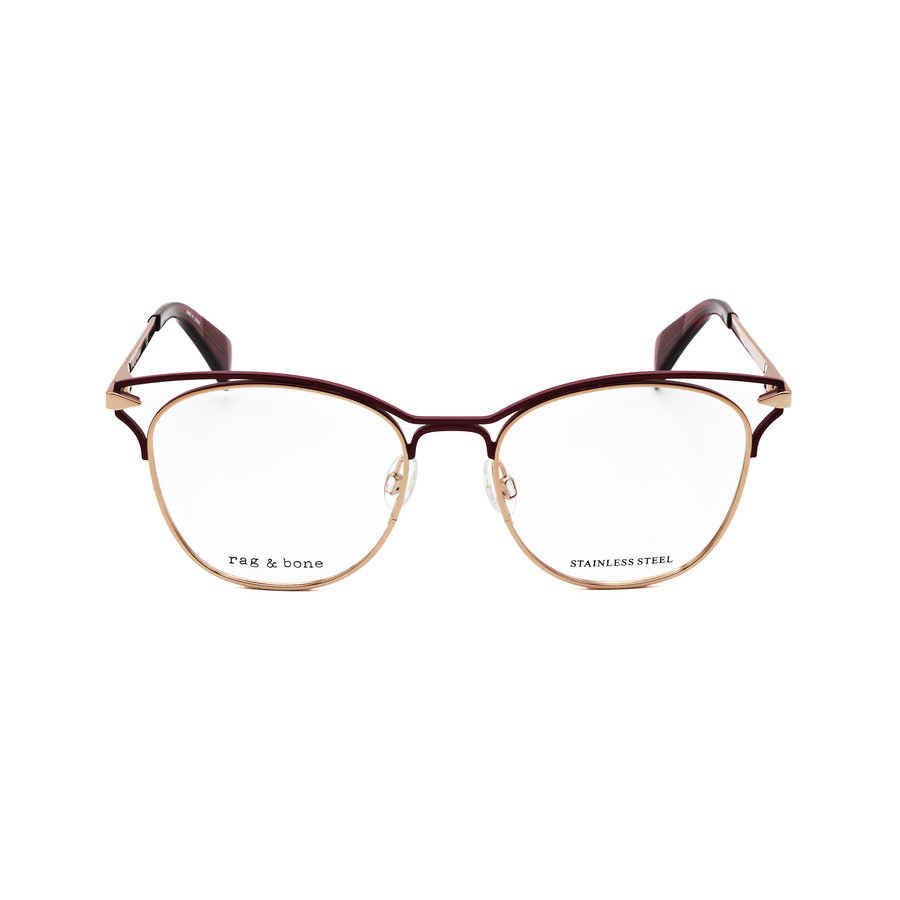 Rag and Bone Ladies Gold Tone Rectangular Eyeglass Frames RNB3019