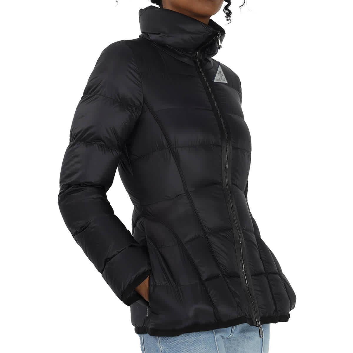 Moncler Ladies Black logo-patch Padded Jacket