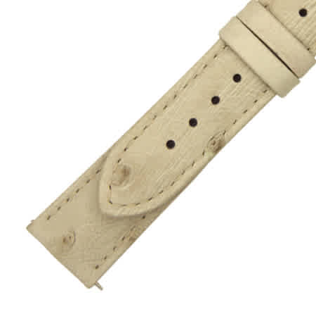 Hadley Roma 21 MM Matte Winter White Ostrich Leather Strap