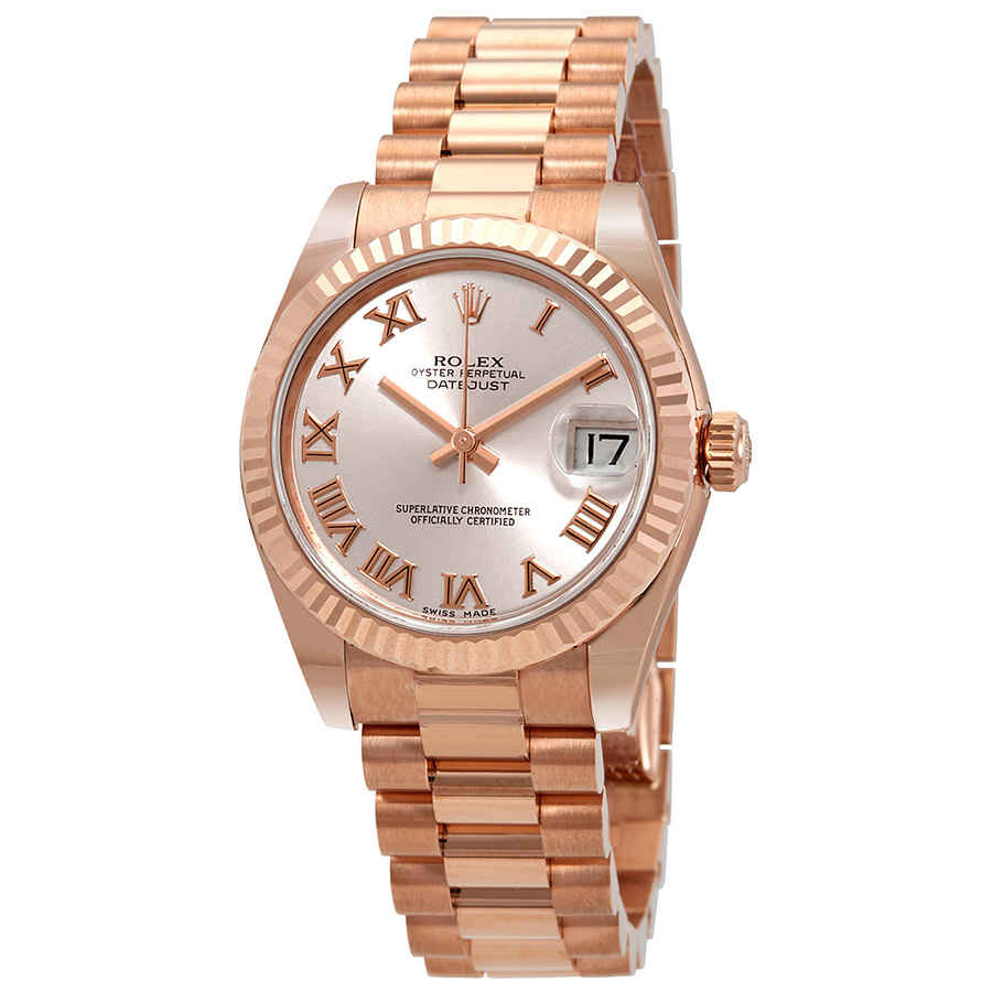 Rolex LadyDatejust 31 Pink Dial 18K Everose Gold President Automatic Ladies Watch 178275PKRP