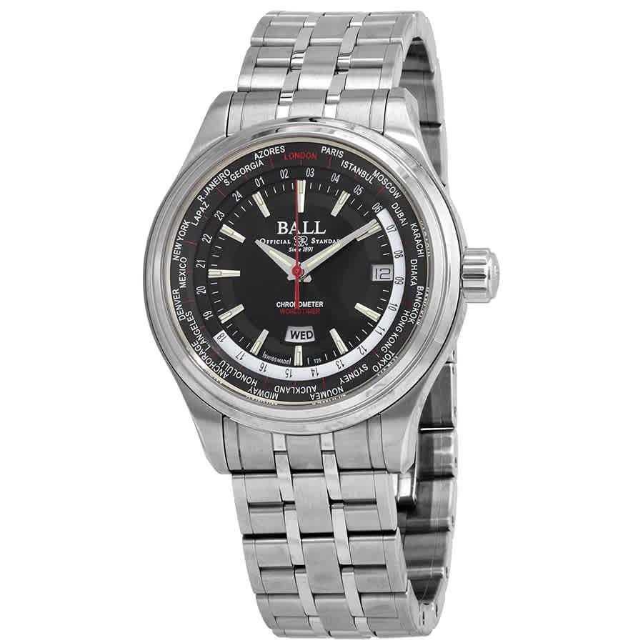 Ball Trainmaster World Time GMT Automatic Chronometer Black Dial Mens Watch GM2020D-S1CJ-BK 1500$