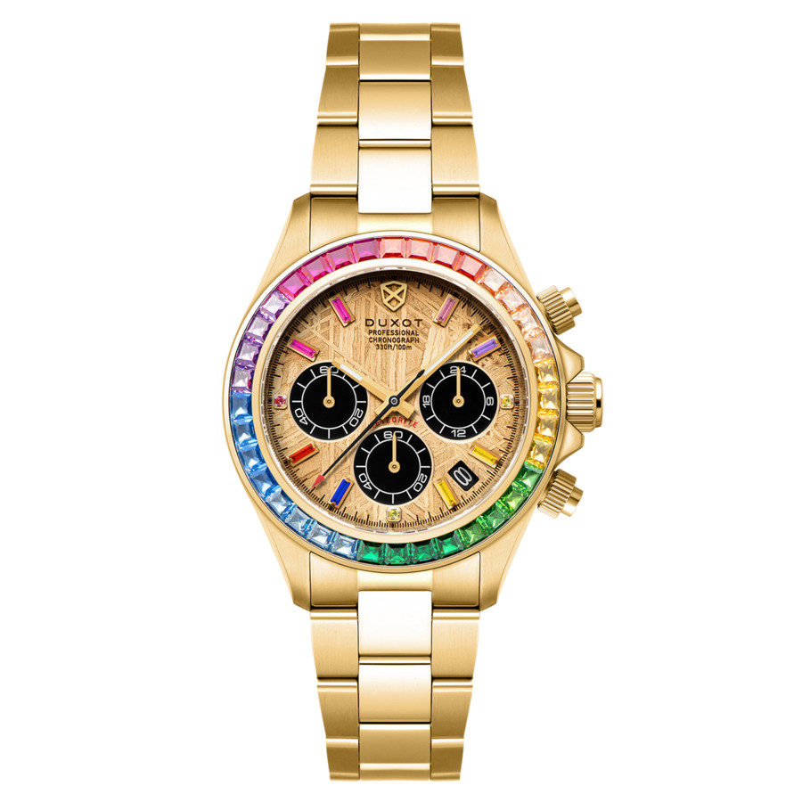 Duxot Accelero Meteorite Chronograph Quartz Gold Dial Mens Watch DX-2071-33 399$
