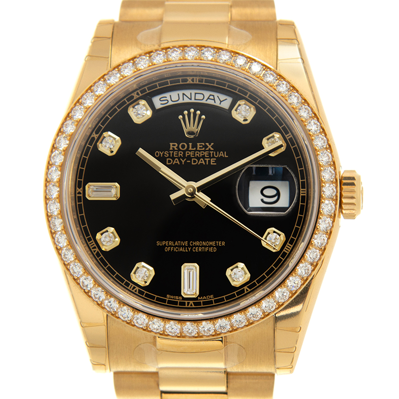 Rolex DayDate Automatic Chronometer Diamond Black Dial Unisex Watch 1183480024
