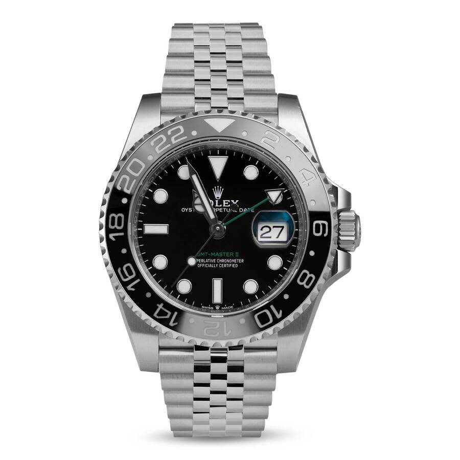 Preowned Rolex GmtMaster Ii GMT Automatic Chronometer Black Dial Mens Watch 126710GRNR