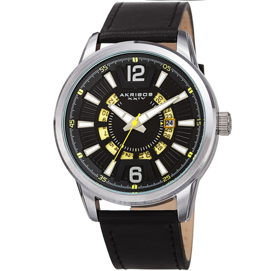 Akribos XXIV Quartz Black Dial Mens Watch AK1079SSBK 48$